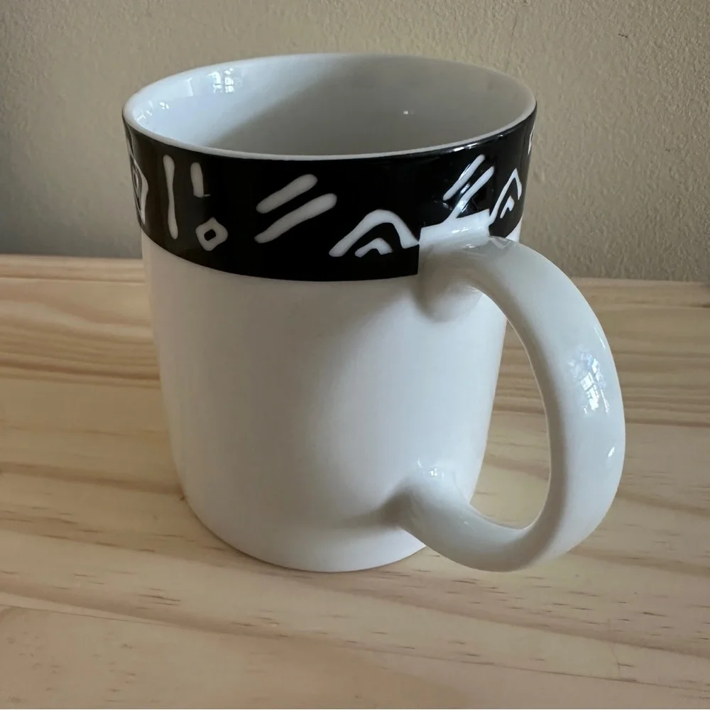 Pier 1 One Exclusive Monno White Black Coffee Mug Symbols Inca Set Of 2 Cups